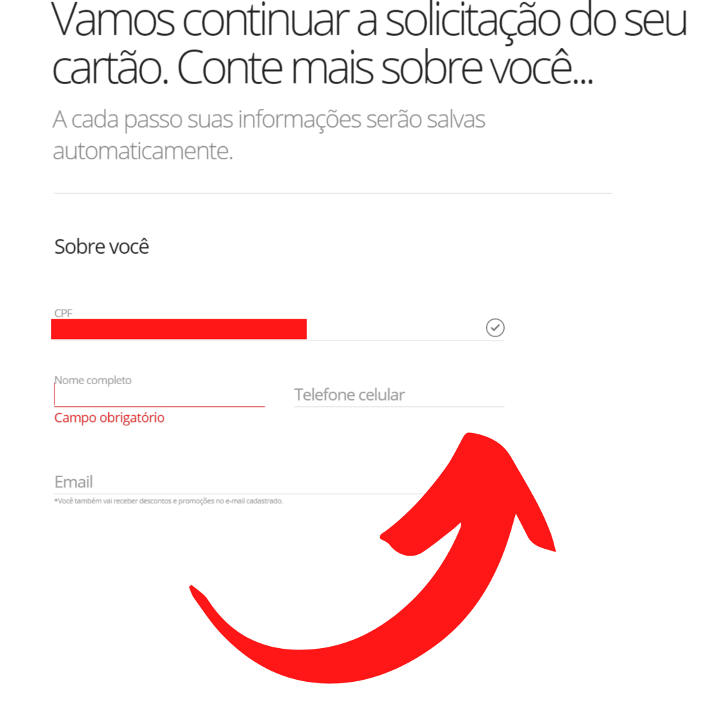 preencher lacunas com nome, telefone e e-mail para solicitar cartão santander Preencha com as lacunas com seus dados