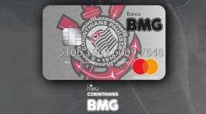 cartão BMG do Corinthians cinza e a logo do corinthians cartão BMG do Corinthians