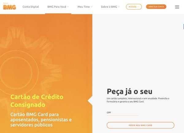 pagina do site bmg para pedir cartão como fazer cartão