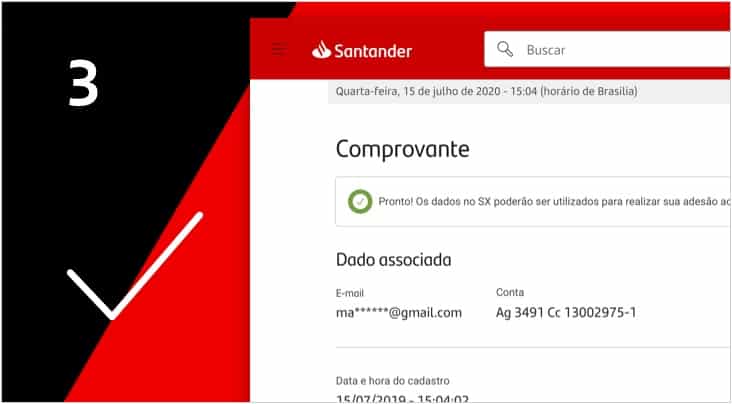 Passo 3 de como solicitar Santander SX