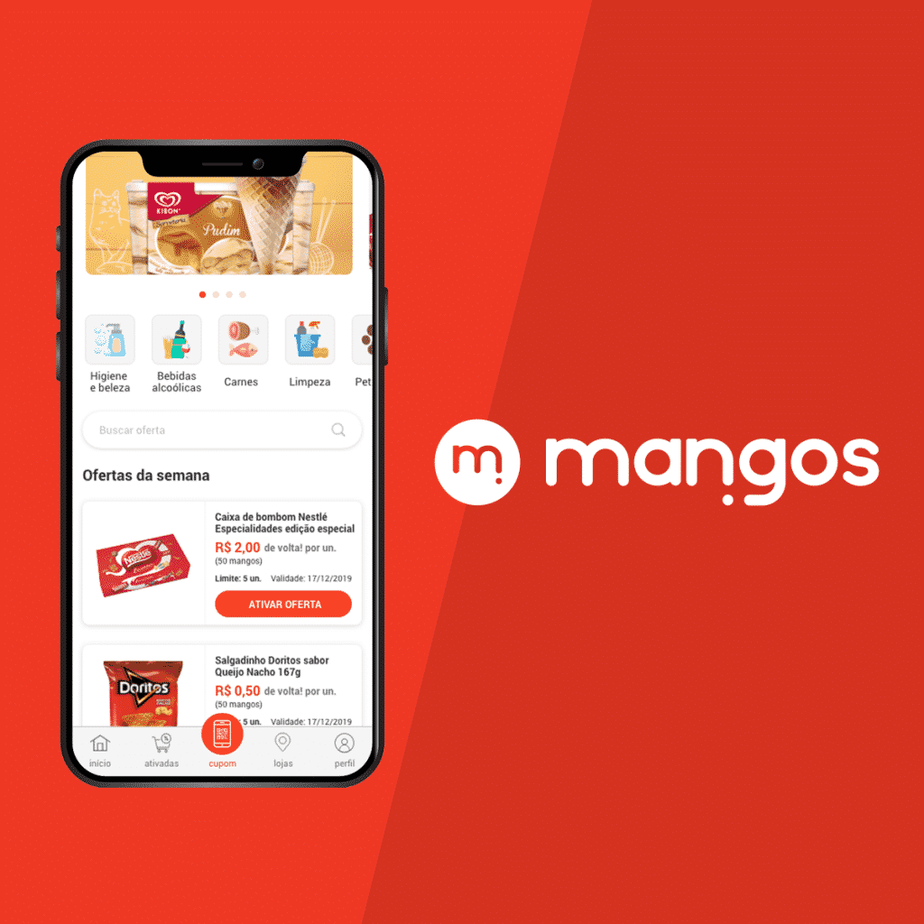 O aplicativo Mangos oferece cashback para o usuário que faz suas compras diárias para que tenha o dinheiro de volta - Cashback.